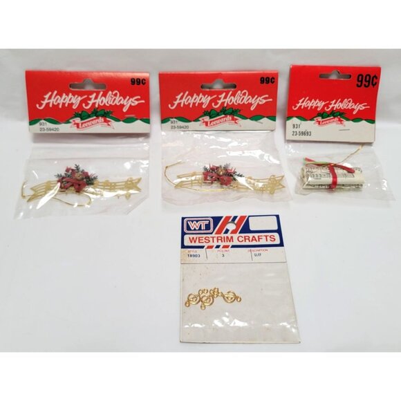Lot of 4 VTG Leewards Happy Holidays Music Ornaments Westrim Crafts Connectors - Picture 1 of 7